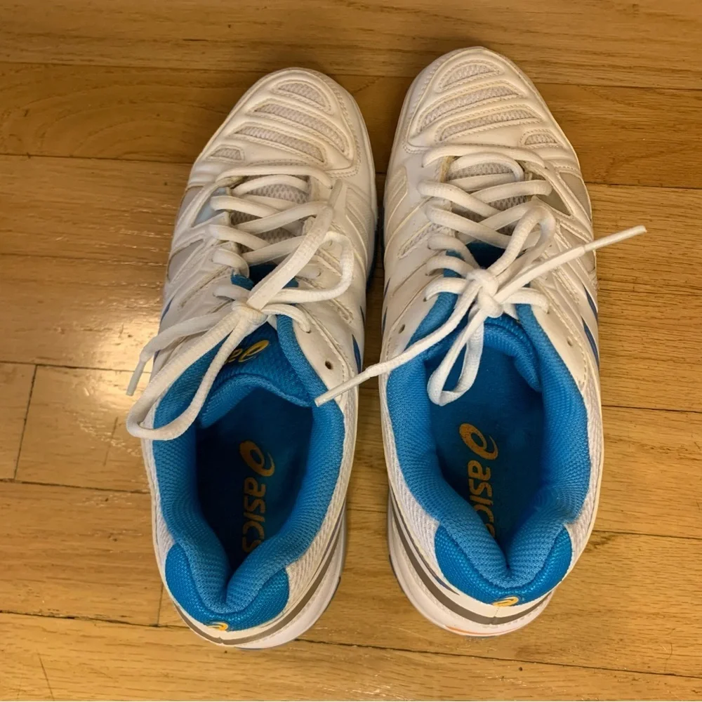 ASICS White and Blue GEL Game 5 Women's Tennis Shoes - Size 7